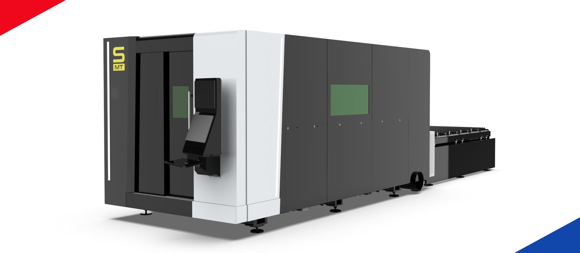Enclosed CNC fiber laser cutting machine with automated material handling by Solid Machine Tools – SMS Machine Tool Solutions